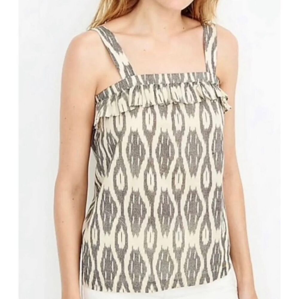 J. Crew Ikat Ruffle Flounce Tank Top size 0